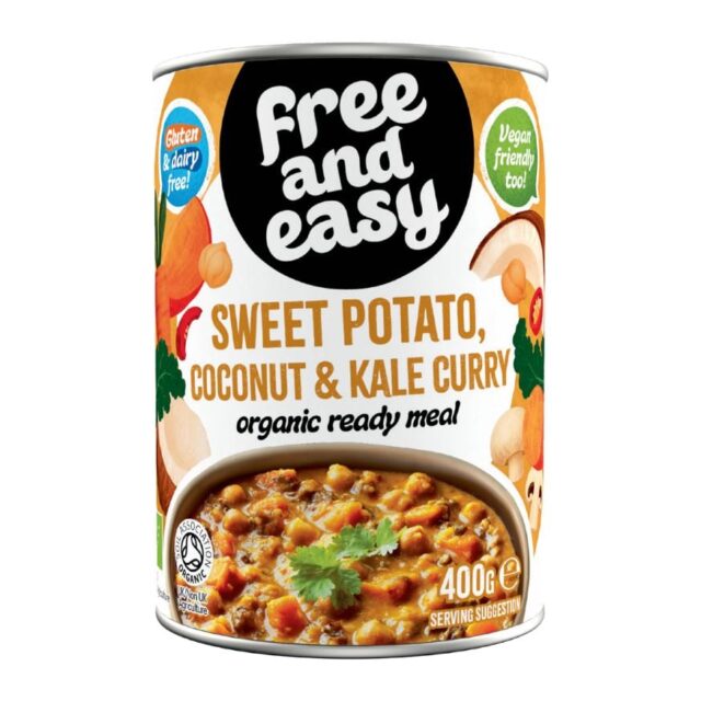 Free & Easy Organic Sweet Potato, Kale & Coconut Curry