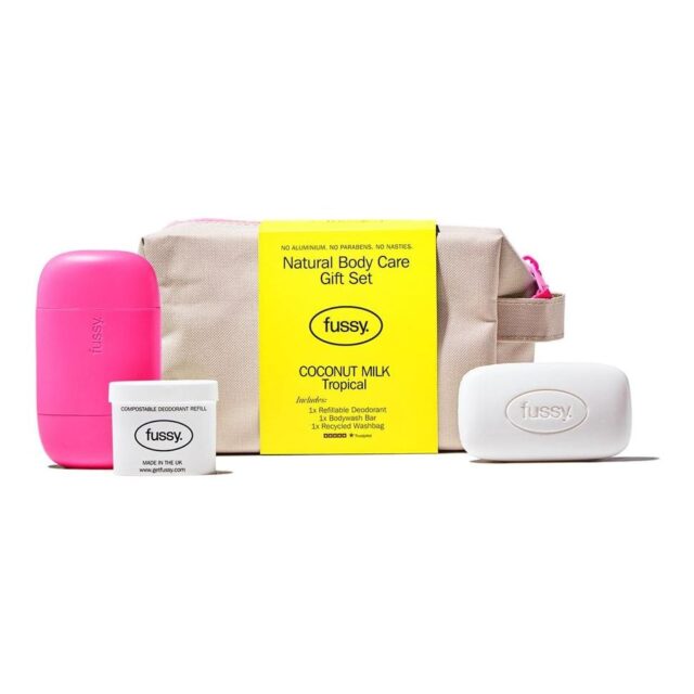 Fussy Coconut Milk Deodorant Body Bar & Washbag Gift Set