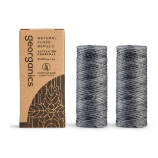 Georganics Dental Floss Refill - Charcoal 2x 50m With Fluoride
