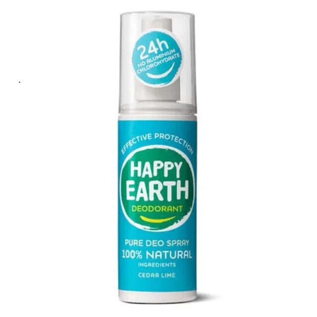 Happy Earth Natural Deodorant Spray Cedar Lime