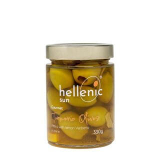 Hellenic Sun Turmeric Olives Pitted & Lemon Verbena