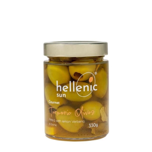 Hellenic Sun Turmeric Olives Pitted & Lemon Verbena