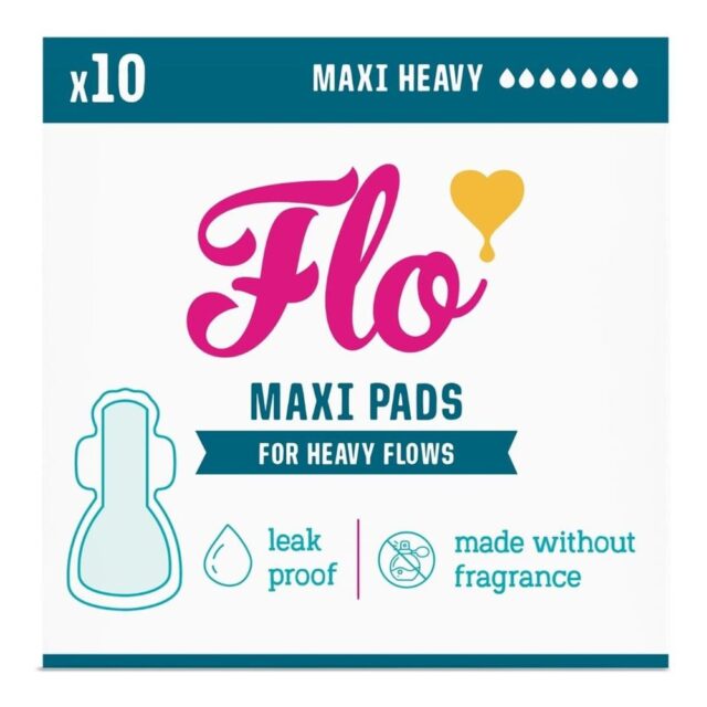Here We Flo Bamboo Maxi Pads - Ultra Absorbent Long + Wide (10 Pads)