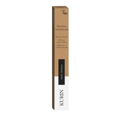 Kurin Adults Medium BPA Free Bamboo Toothbrush - White