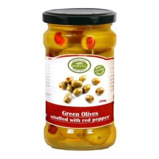 Korvel Greek Red Pepper Stuffed Olives Super Colossal