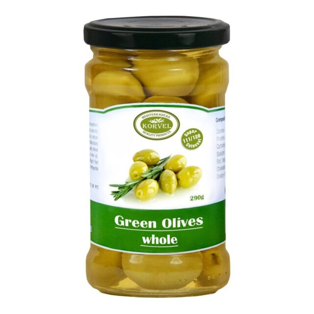 Korvel Greek Green Olives Whole Super Colossal