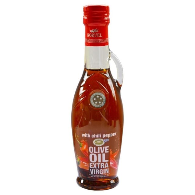Korvel Greek Extra Virgin Olive Oil with Chilli Amphora
