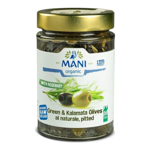 Mani Organic Mixed Olives al Naturale Pitted with Rosemary
