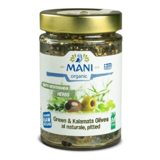 Mani Organic Olives al Naturale Pitted with Mediterranean Herbs