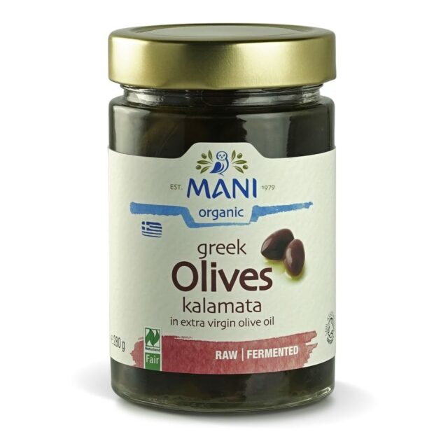 Mani Organic Kalamata Olives in Olive Oil