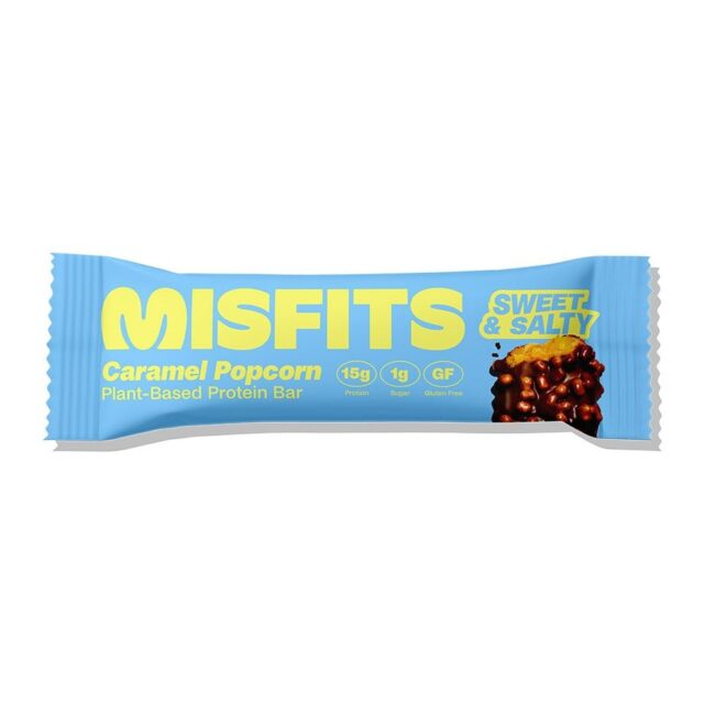 Misfits Health Plant-Based Caramel Popcorn Protein Bar