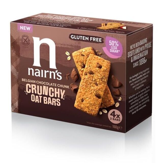 Nairns Gluten Free Belgian Choc Chunk Crunchy Oat Bars