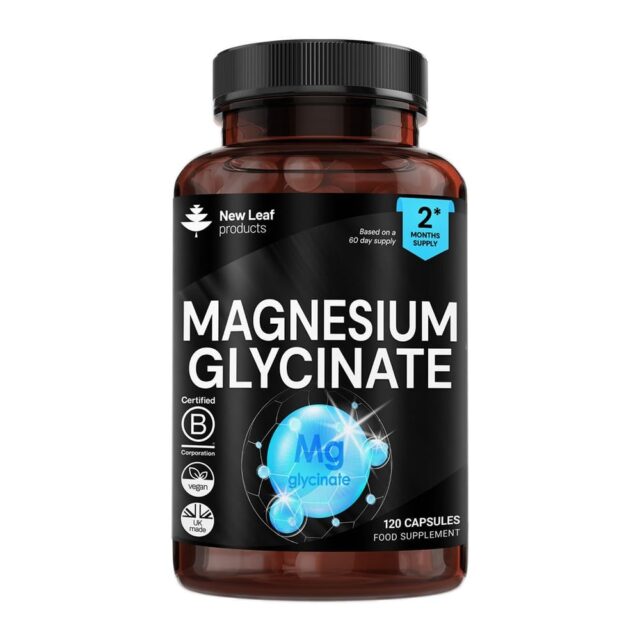 New Leaf Products Magnesium Glycinate 1040mg Elemental 208mg Recyclable Bottle