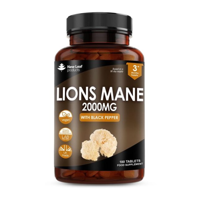 New Leaf Products Lions Mane Extract Mushroom 2000mg Recyclable Bottle
