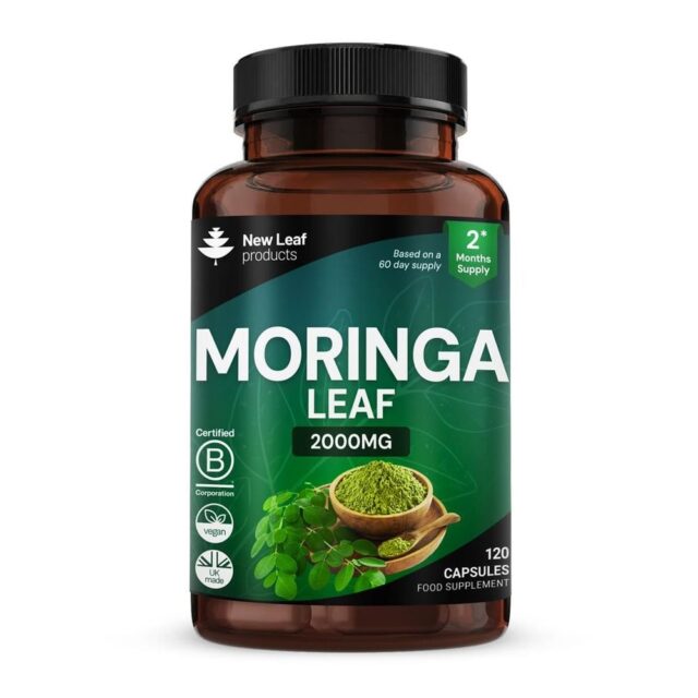 New Leaf Products Moringa Leaf Capsules - Pure Extract & Powder 2000mg