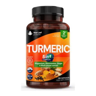 New Leaf Products Turmeric + Magnesium Glucosamine Ginger & Black Pepper 120 Caps