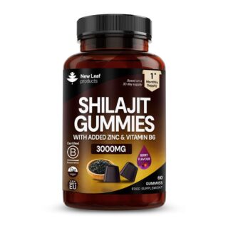 New Leaf Products Shilajit + Zinc & Vitamin B6 3000mg 60 Vegan Berry Gummies