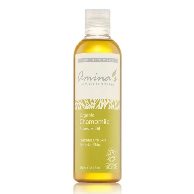 Amina's Natural Skincare Organic Chamomile Shower Oil for Dry to Sensitive Skin