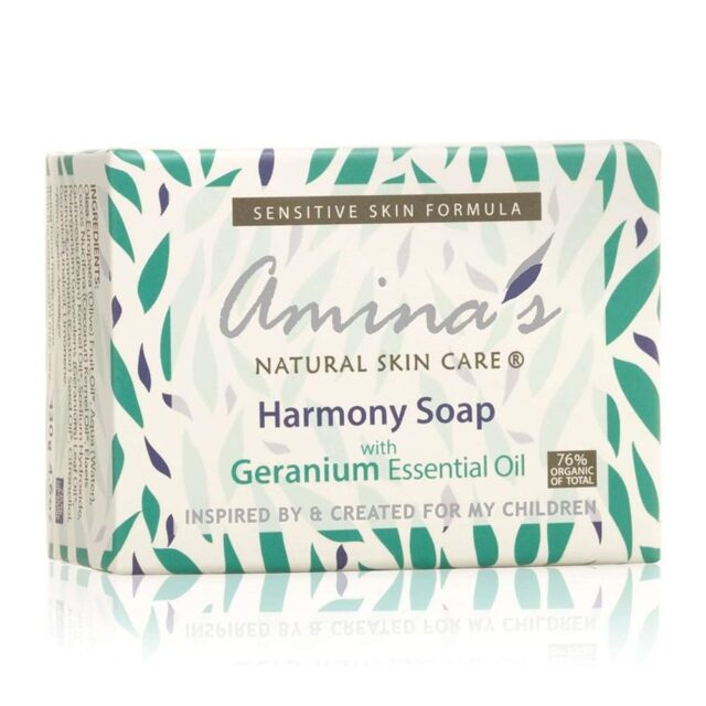Amina's Natural Skincare Face & Body Geranium Harmony Soap Cleanser for Daily Use