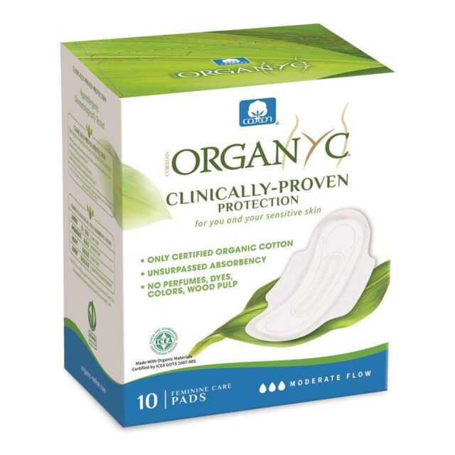 Organyc Period Pads - Moderate Flow Folded with Wings -