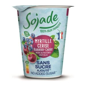 Sojade Organic No Added Sugar Blueberry & Cherry Soya Yogurt 400g