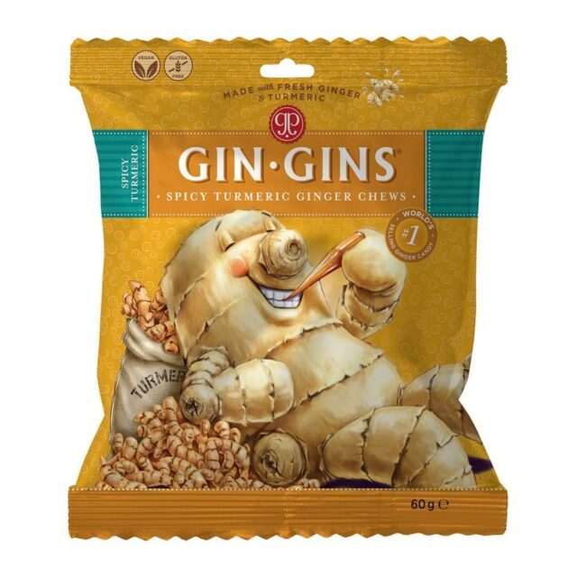 The Ginger People Gin Gins Spicy Turmeric Ginger Candy 60g bags