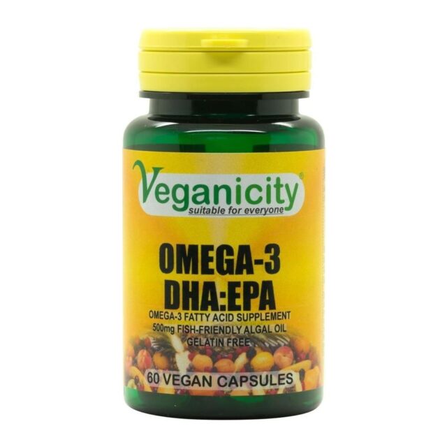 Veganicity Omega-3 DHA:EPA 500mg 60 Vcaps Fish Friendly Algal Omega-3