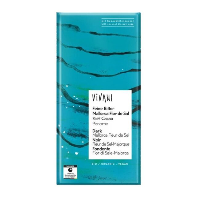 Vivani Dark Salted Chocolate 75% Organic
