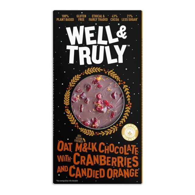 Well and Truly Cranberries and Candied Orange Oat M&lk Chocolate